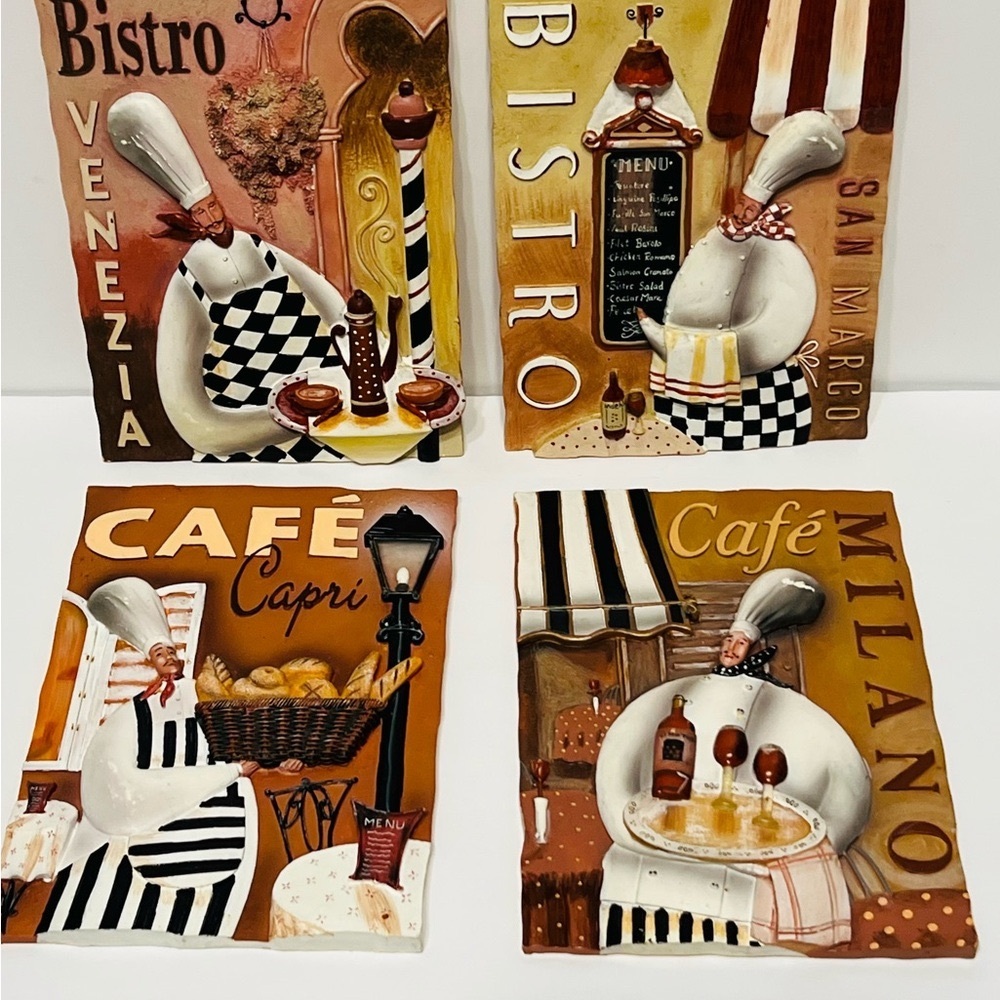 Set of 4 Italian Bistro Wall Art Decor